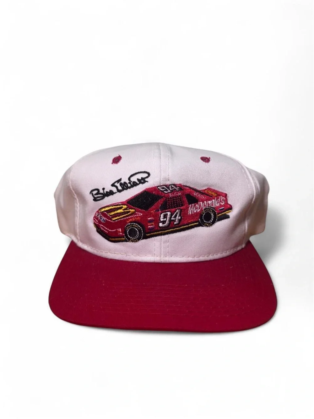 Vintage 90s nascar McDonald’s Bill Elliott embroidered snapback hat white red